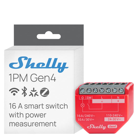 Shelly 1PM Gen4 — 16A Smart Relay with Power Metering (WiFi / Zigbee / Matter)