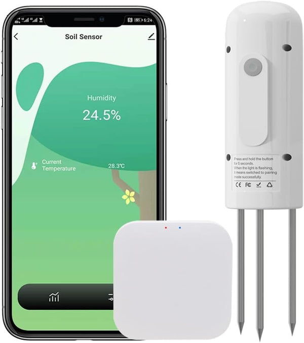 Zigbee Garden Soil Moisture & Temperature Sensor — IP67 Waterproof, Tuya / Home Assistant (GXM-01)