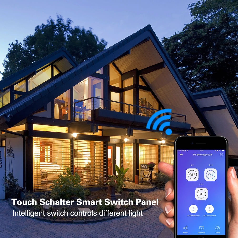 EACHEN WiFi Smart Touch Switch-L-US - Gold (NO NEUTRAL REQUIRED) (EWelink APP)