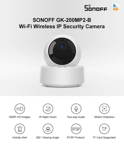 SONOFF GK-200MP2-B Wi-Fi Wireless IP Security Camera (Power Adapter included)