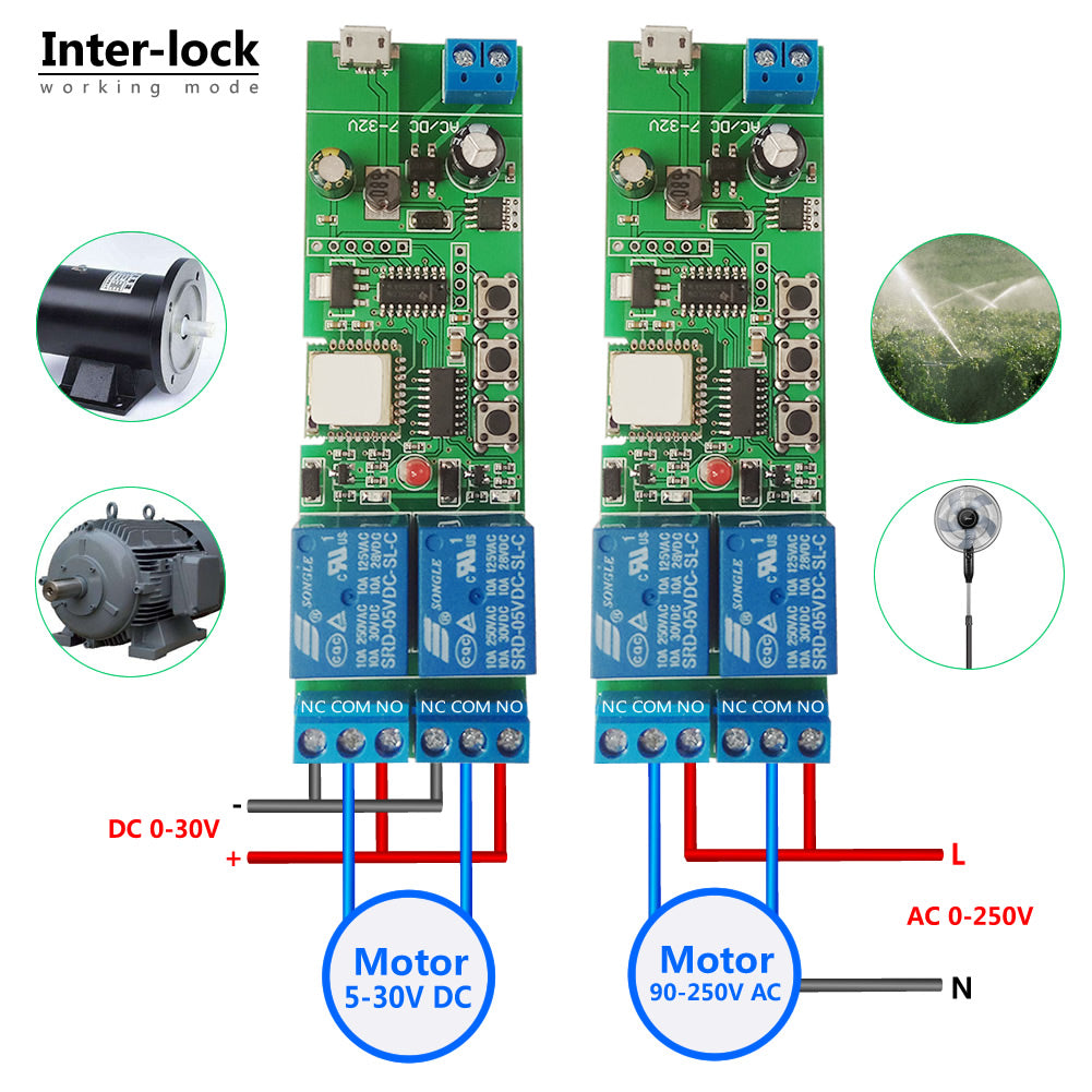 WiFi Inching Relay Momentary/Self-Locking/Interlock Switch Module (ST-DC2)