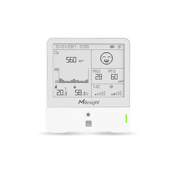 Milesight Indoor Ambience Monitor - Temp, Humidity, PIR, Light, TVOC, CO2, Barometric, PM2.5/10