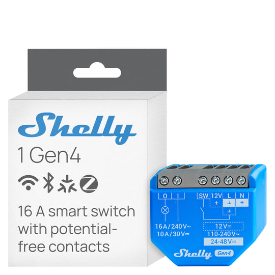 Shelly 1 Gen4 — 16A Dry Contact Smart Switch (WiFi / Zigbee / Matter)