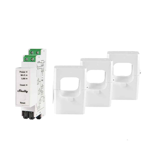Shelly Pro 3EM 400A — 3-Phase DIN-Rail Energy Meter (3x 400A CTs)