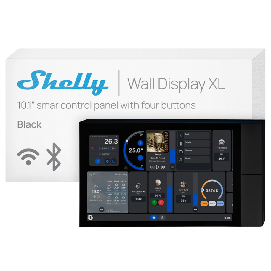 Shelly Wall Display XL — 10.1" Smart Home Control Panel (Black)