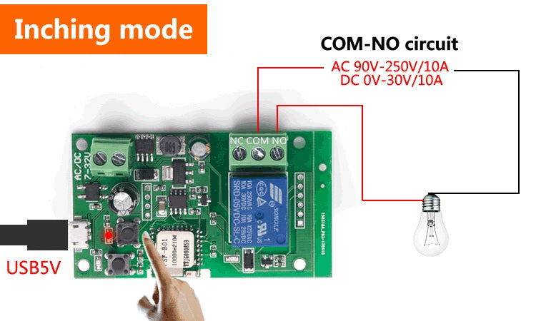 EACHEN WiFi Inching Relay Momentary Switch Module ST-DC1 (Tuya SmartLife APP)