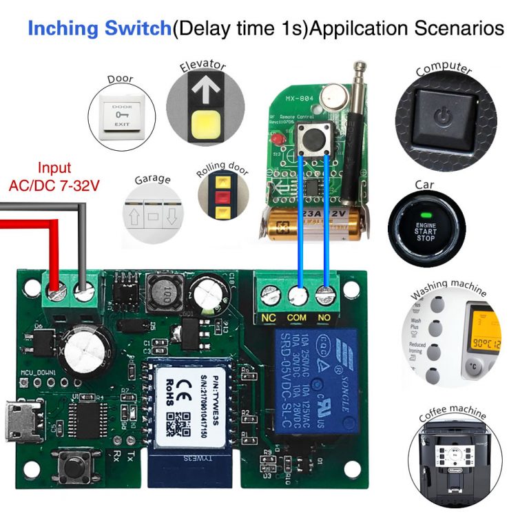 EACHEN WiFi Inching Relay Momentary Switch Module ST-DC1 (Tuya SmartLife APP)