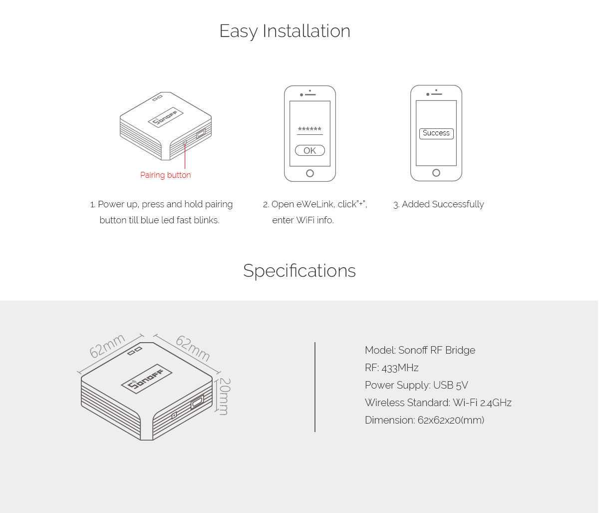 Sonoff Wifi/Rf bridge Refurbished