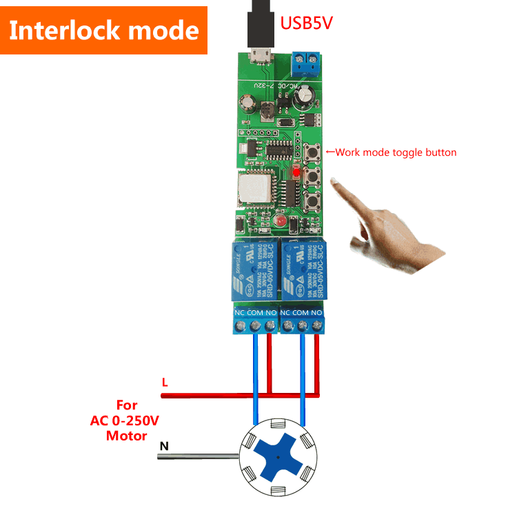 WiFi Inching Relay Momentary/Self-Locking/Interlock Switch Module (ST-